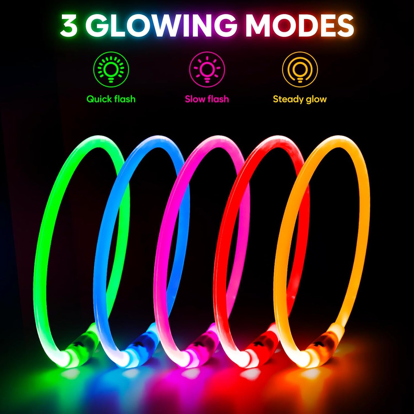 Lighted Dog Collar - Waterproof LED Pet Collar Rechargeable, TPU Cuttable Light up Doggie Collar Dog Lights for Night Walking (Green)